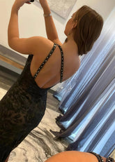 Jenny | Mermaid Red Black One Shoulder Corset Lace Formal Dress with Silt - Black - PromDressClub